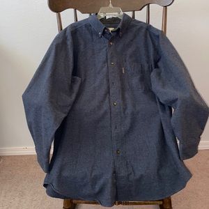 Woolrich button down flannel shirt. Dark blue/grey.